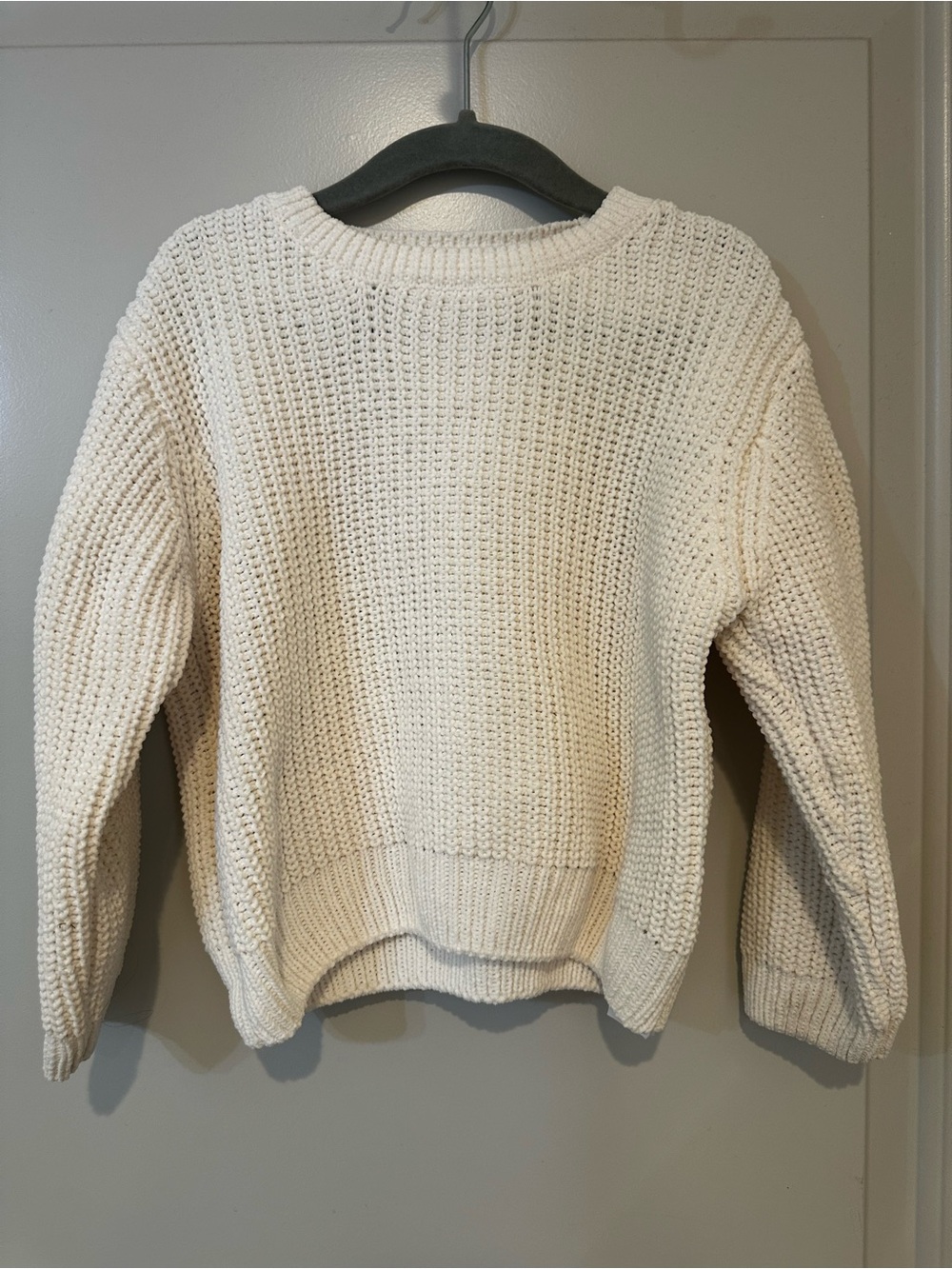 Zara Cream Chunky Knit Crewneck Sweater